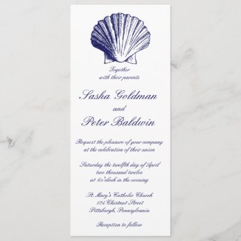 Navy Blue Sea Shells Wedding Invitation by OddballAffairs at Zazzle