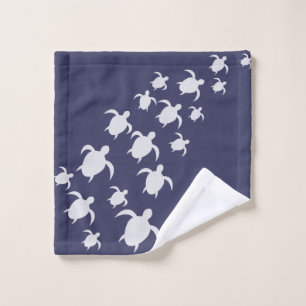 Navy Blue Sea Turtle Bathroom Hand Towel