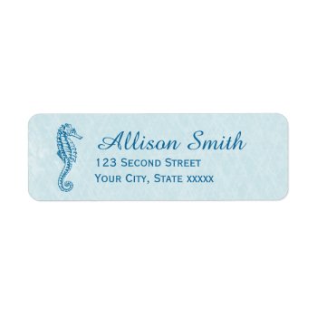 Navy Blue Seahorse Beach Return Address Labels by whimsydesigns at Zazzle