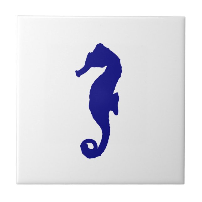 Navy Blue Seahorse Ceramic Tile (Front)
