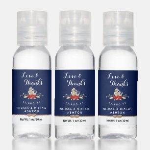 Navy Blue Seahorse Red Anemone Nautical Wedding Hand Sanitizer