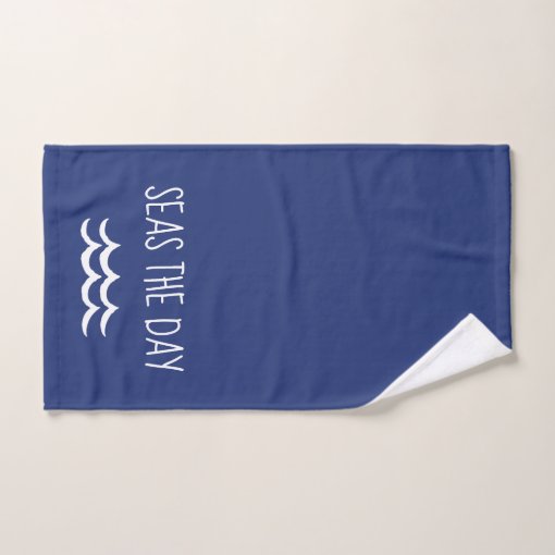 Navy Blue Seas the Day Waves Nautical Bath Towel Set Zazzle