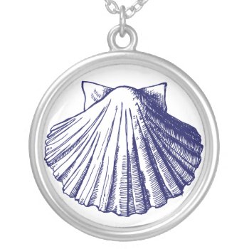 Navy Blue Seashell Necklace by OddballAffairs at Zazzle