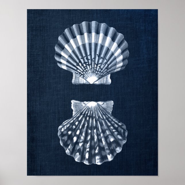 Navy Blue Seashell Print no. 9 Beach Wall Decor (Front)