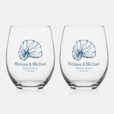 Navy Blue Seashells Nautical / Coastal Wedding