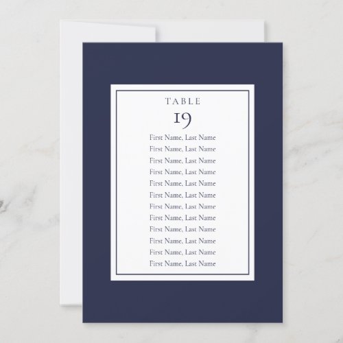 Navy Blue Seating Chart Table Number