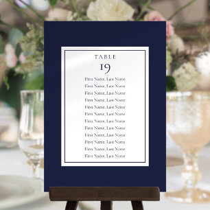 Navy Blue Seating Chart Table Number