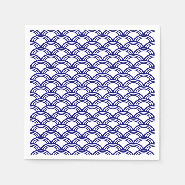 Navy Blue Seigaiha Pattern Napkins (Front)