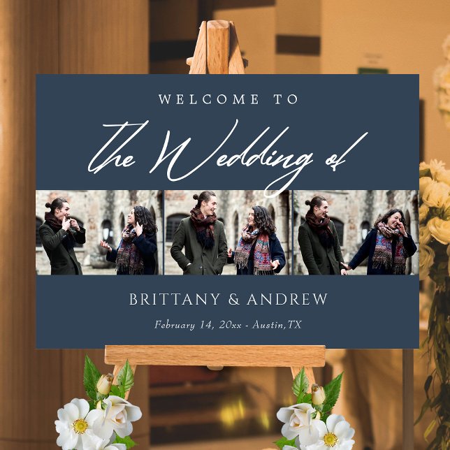 Navy Blue Serenity: Personalized Wedding Welcome Poster (Navy Blue Serenity Personalized Wedding Welcome Poster)