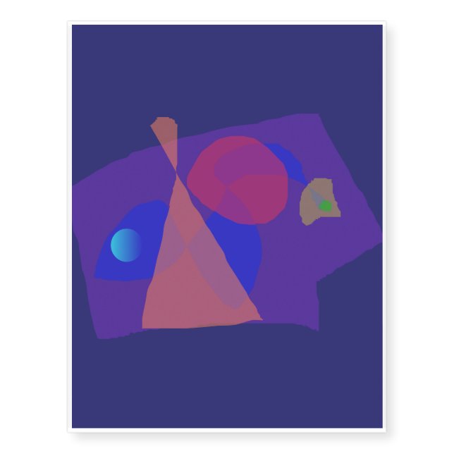 Navy Blue Serious Face Abstract Painting Temporary Tattoos (Front)