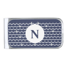 Navy Blue Shark Fin Monogram Mug