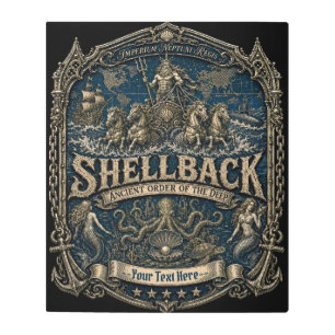 Navy Blue Shellback Octopus Neptune Ceremony Metal Print