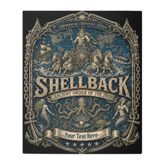 Navy Blue Shellback Octopus Neptune Ceremony Metal Print