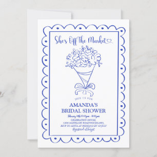 Navy Blue She's Off The Market Bridal Shower Invitation