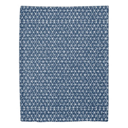 Navy Blue Shibori Geometric Tessellation Duvet Cover