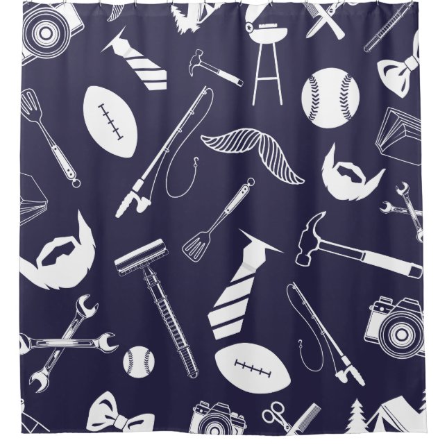 Navy Blue  Shower Curtain (Front)