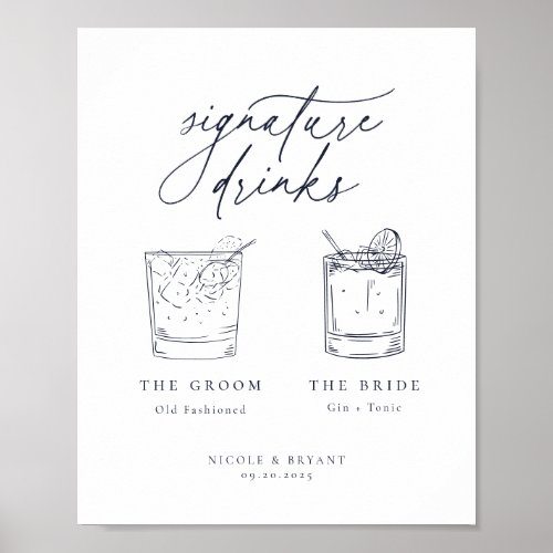 Navy Blue Signature Drinks Poster