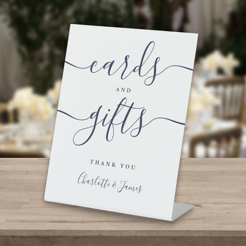 Navy Blue Signature Script Cards And Gifts Pedestal Sign