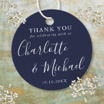 Navy Blue Signature Script Wedding Thank You  Favor Tags<br><div class="desc">Designed to coordinate with our Signature wedding collection. Featuring signature style names,  this elegant navy blue and white favor tag can be personalized with your special thank you details in chic white lettering. Designed by Thisisnotme©</div>