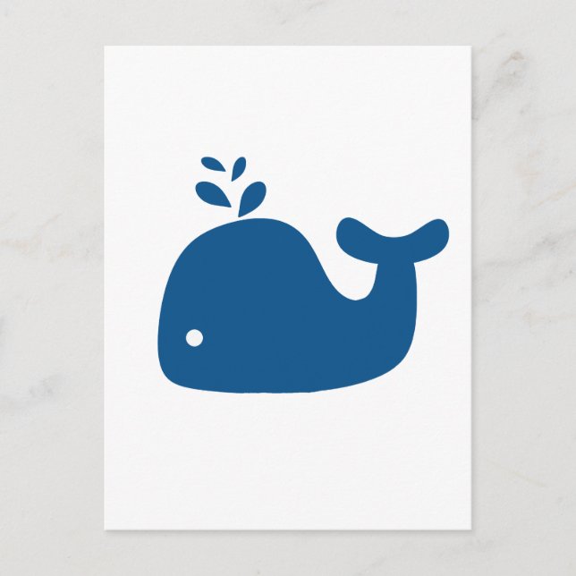 Navy Blue Silhouette Whale Postcard (Front)