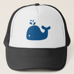 Navy Blue Silhouette Whale Trucker Hat