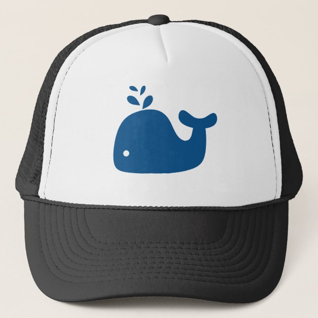 Navy Blue Silhouette Whale Trucker Hat (Front)