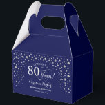 Navy Blue Silver 80th Birthday Favor Boxes<br><div class="desc">80th Birthday Party Favor Box. Elegant design in navy blue and faux glitter silver. Features script font and diamonds confetti. Cheers to 80 Years! Message me if you need further customization.</div>