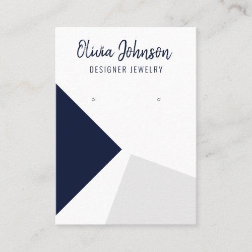 Navy Blue Silver Abstract Jewelry Earring Display  Business Card
