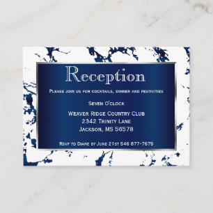 Navy Blue, Silver and White  - Reception Enclosure Card