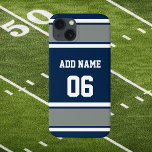 Navy Blue, Silver and White Sports Stripe  iPhone 13 Case<br><div class="desc">Great item for the Dallas fan in your life. Navy Blue,  Silver and White football jersey style stripe design. The colors we have chosen for this series of cases will match your favorite teams colors,  we just can't mention them here. Perfect gift for football fans.</div>