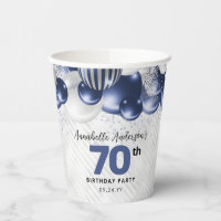 Navy Blue Silver Balloon Glitter 70th Birthday