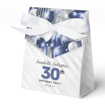 Navy Blue Silver Balloon Glitter Favor Birthday Favor Boxes