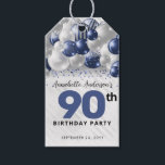 Navy Blue Silver Balloon Glitter Favor Birthday Gift Tags<br><div class="desc">Modern Glam Navy Blue Silver Balloon Glitter Sparkle Any Age Birthday Favor Tags</div>
