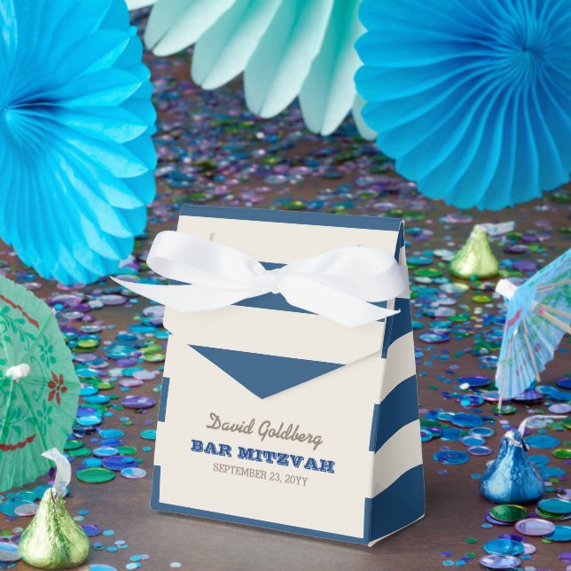 Navy Blue & Silver Bar Mitzvah Favor Box (Party)