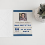 Navy Blue & Silver Bar Mitzvah Save the Date Announcement Postcard<br><div class="desc">These Casual Chic Save the Date Postcards are the perfect way to announce your event! Customize the text to say just what you want.</div>