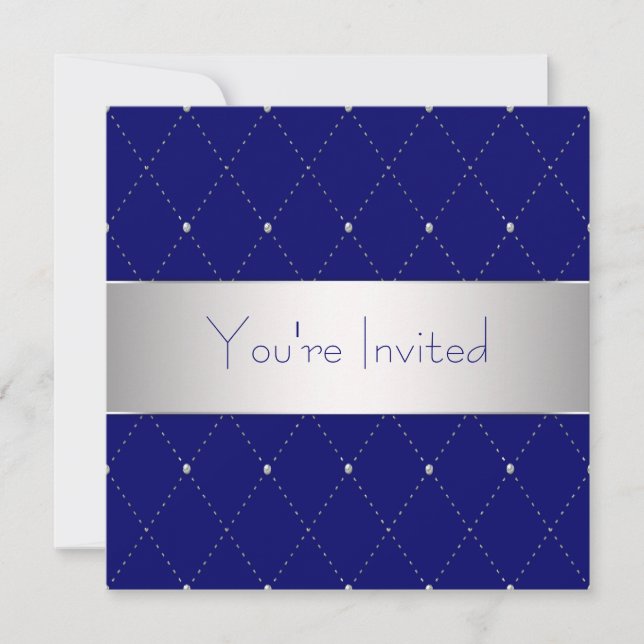 Navy Blue Silver Blue Corporate Party Invitation (Front)