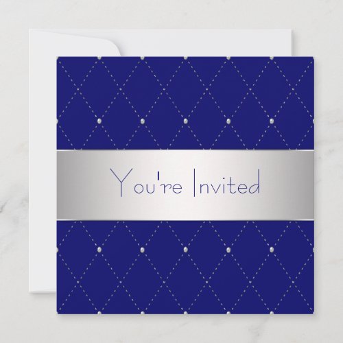 Navy Blue Silver Blue Corporate Party Personalized Invite