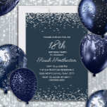 Navy Blue Silver Diamond Glitter 18th Birthday Invitation<br><div class="desc">Elegant and chic navy blue 18th birthday party invitation for women with sparkling glitter and a white calligraphy / script text. Text and fonts are completely customizable on this invitation so you can change this to work for any age. Contact us for help with your customizations or to request matching...</div>