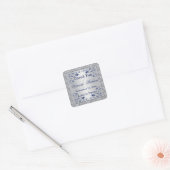 Navy Blue Silver FAUX Foil Wedding Favor Sticker (Envelope)