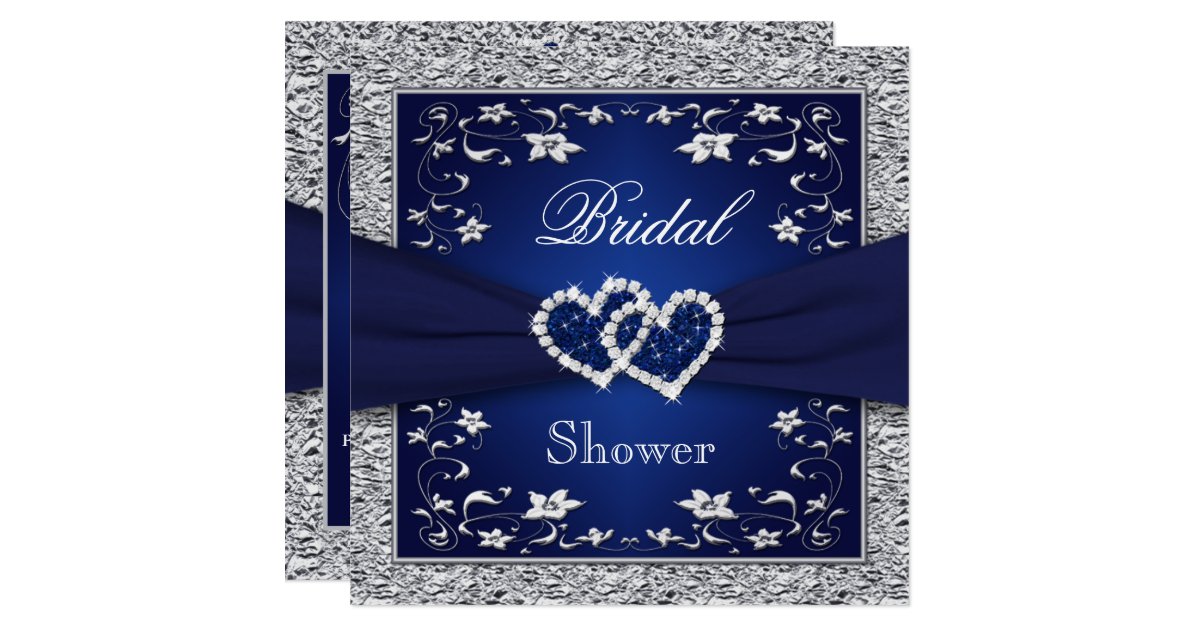 Por Navy Bridal Shower Lots From Navy Blue Silver Fl Hearts Bridal Shower Card