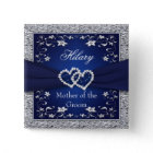 Navy Blue, Silver Floral Mother of the Groom Pin