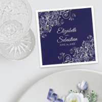 Navy Blue & Silver Frills Elegant Wedding