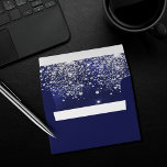 Navy blue silver glitter dust return address envelope<br><div class="desc">Inside: A navy blue background with faux silver glitter dust.   The blue color is uneven. Outside: navy blue background. Perfect for milestone birthday party and wedding invitations,  save the dates and thank you cards.  Personalize and add your name and return address on the back.</div>