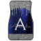 Navy Blue Silver Glitter Sparkle Monogram Car Floo