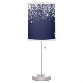 Navy blue silver glitter sparkles name table lamp (Left)