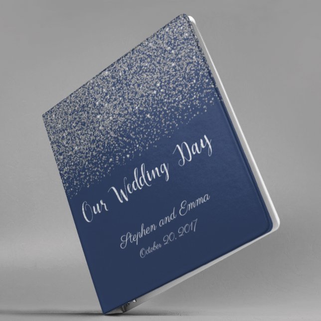 Navy Blue Silver Glitter Wedding Binder Album (Creator Uploaded)