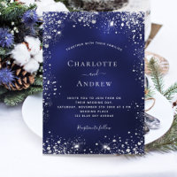 Navy blue silver glitter winter wedding