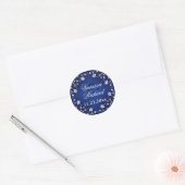 Navy Blue, Silver Gray Floral Wedding Sticker (Envelope)