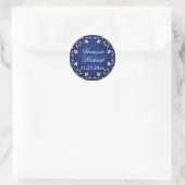 Navy Blue, Silver Gray Floral Wedding Sticker (Bag)
