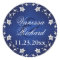 Navy Blue, Silver Gray Floral Wedding Sticker
